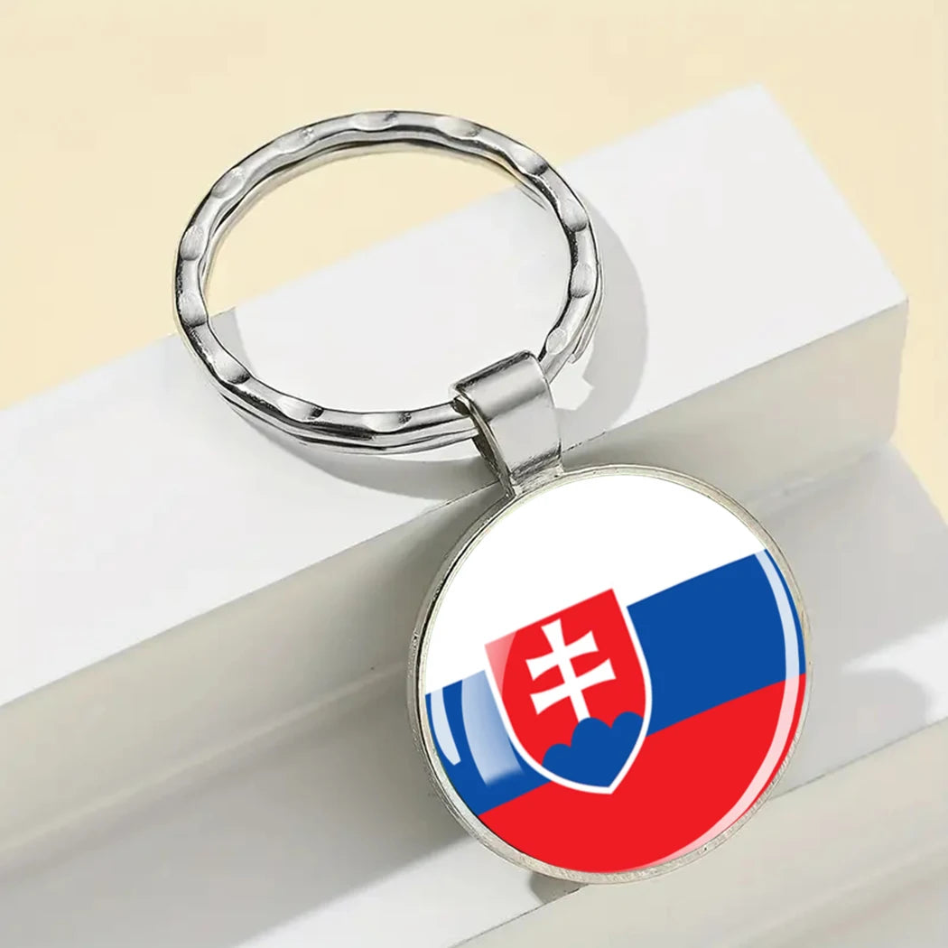 Portachiavi Bandiera Europea Albania Spagna Italia Francia Regno Unito Ciondolo Vetro Metallo Per Borsa Regalo Patrioti