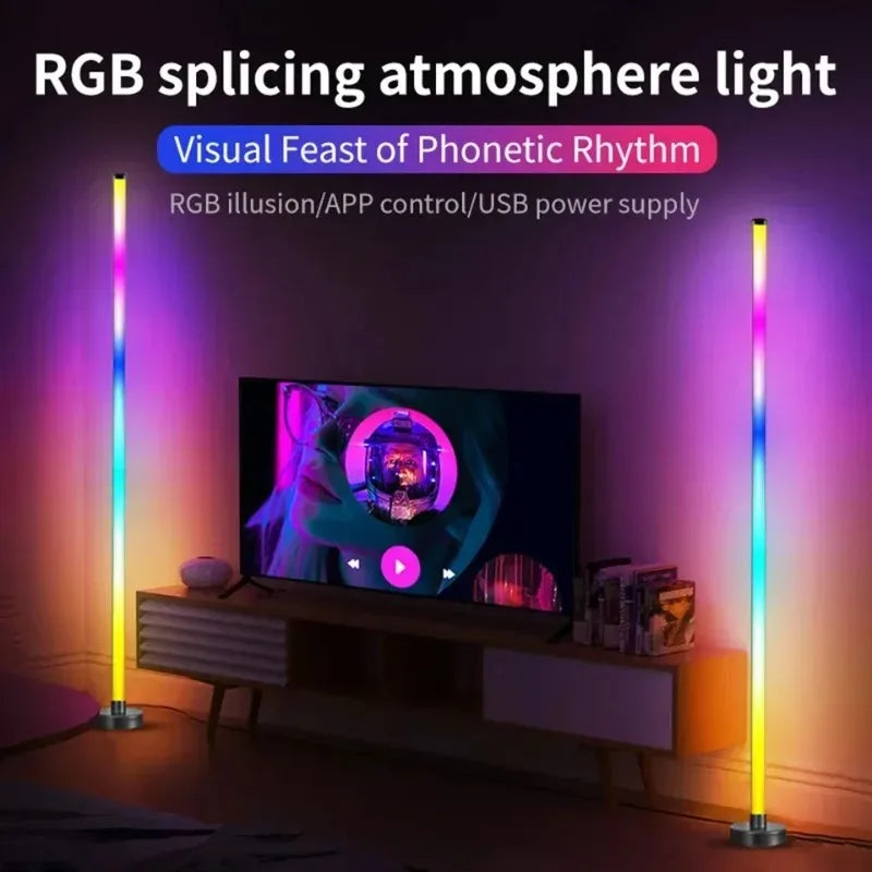 Lampada Da Terra LED Intelligente Con Telecomando RGB Controllo App Sincronizzazione Musicale Angolata Per Umore E Giochi In Soggiorno