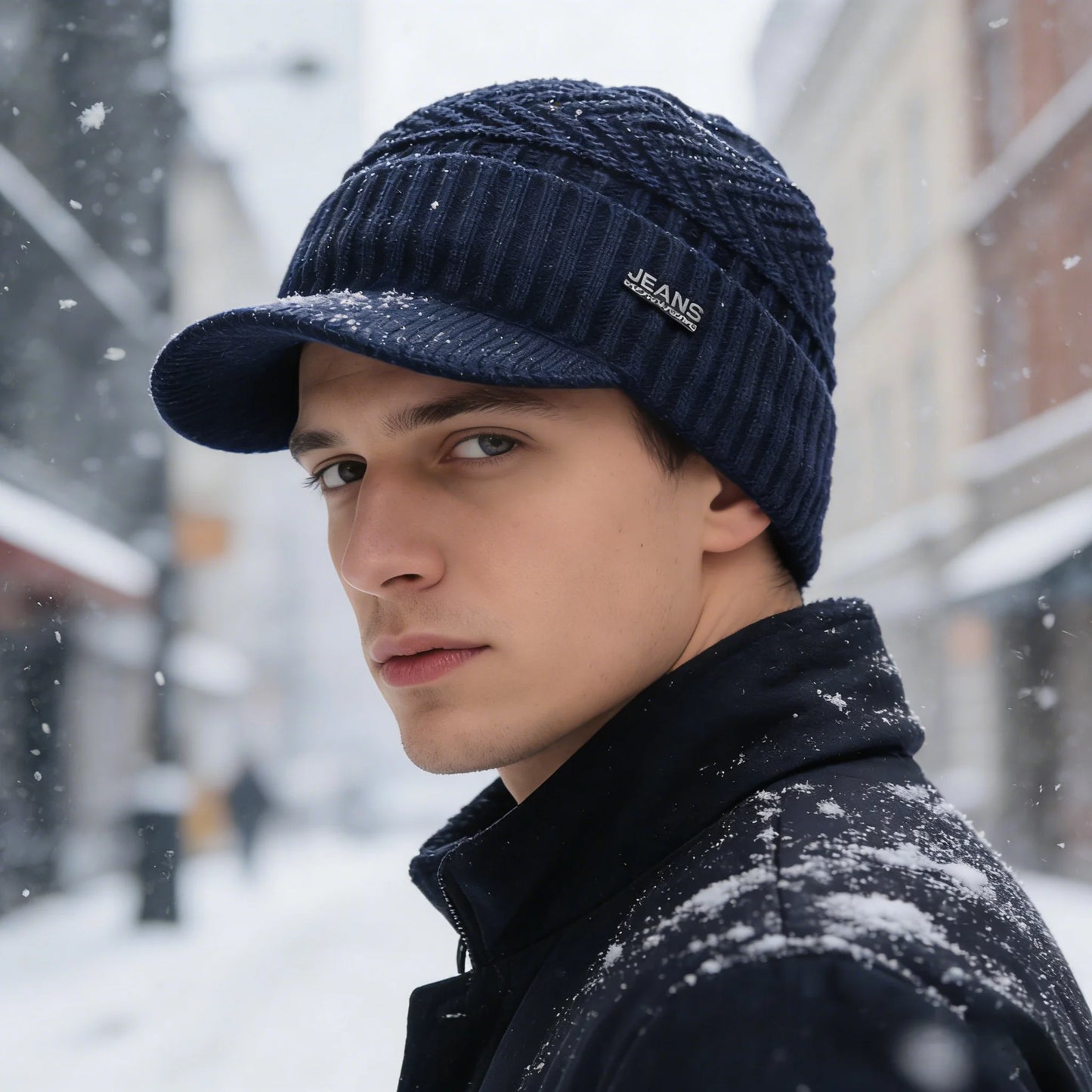 Cappello In Lana Per Uomo Autunno Inverno Lavorato A Maglia Con Visiera Imbottita Caldo E Confortevole