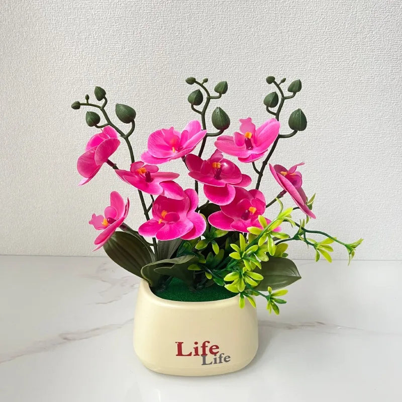 Orchidea Artificiale di Lusso in Stile Nordico con Fiore a Farfalla Vaso Decorazione Domestica Multifunzionale