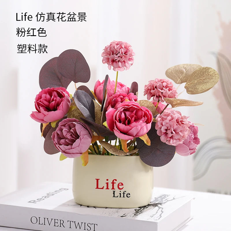 Pianta In Vaso di Plastica Artificiale 15 Centimetri Fiori Finti Decorazione Tavolo Casa Matrimonio Giardino