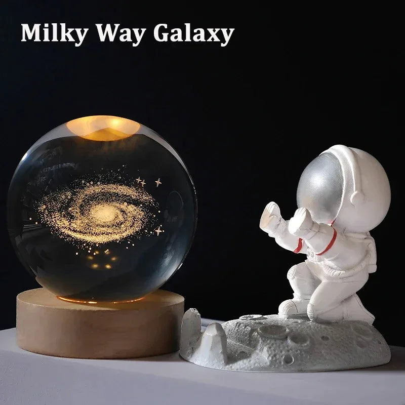 Globo Di Cristallo 6 cm Led Decorazione Astronomia Sistema Solare Pianeti Luna Per Appassionati Universo