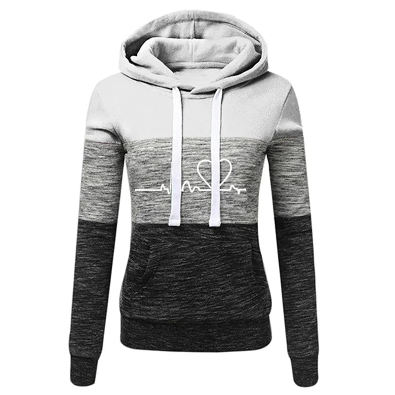 Tuta Da Donna Color Block Con Cappuccio Felpa Pantaloni Sportivi Versatili Casual Jogging Abiti Dalla Taglia S Fino A 3XL