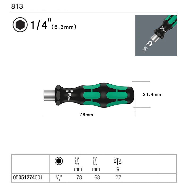 Wera Cacciavite Portapunte Con Impugnatura A Sgancio Rapido Per Utensili Manuali Modelli 813 813R 816R 816RA ESD