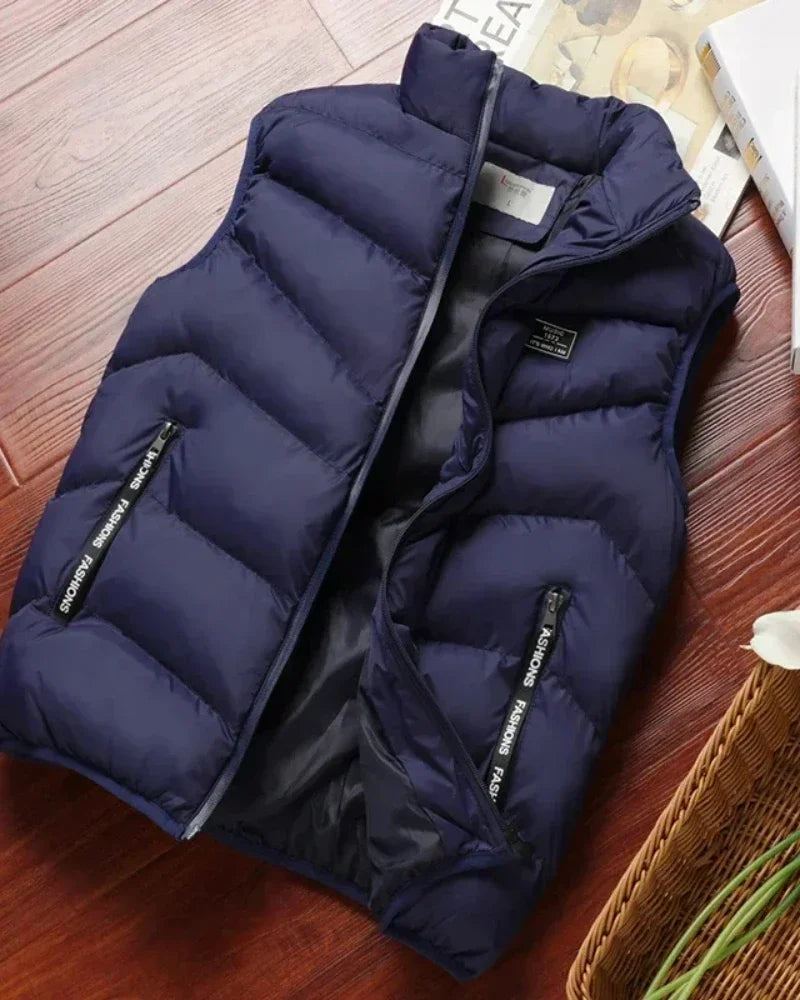 Puffer Senza Maniche Da Uomo 2024 Colletto Mandarino Giacca Piumino Inverno Caldo Gilet Outwear Abbigliamento Uomo