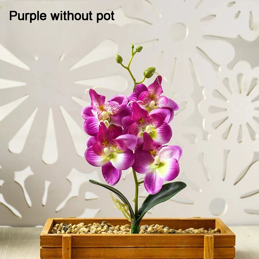Orchidee Artificiali Con Vaso Bianco Pianta Finta Seta Decorazione Domestica Fiori Finti