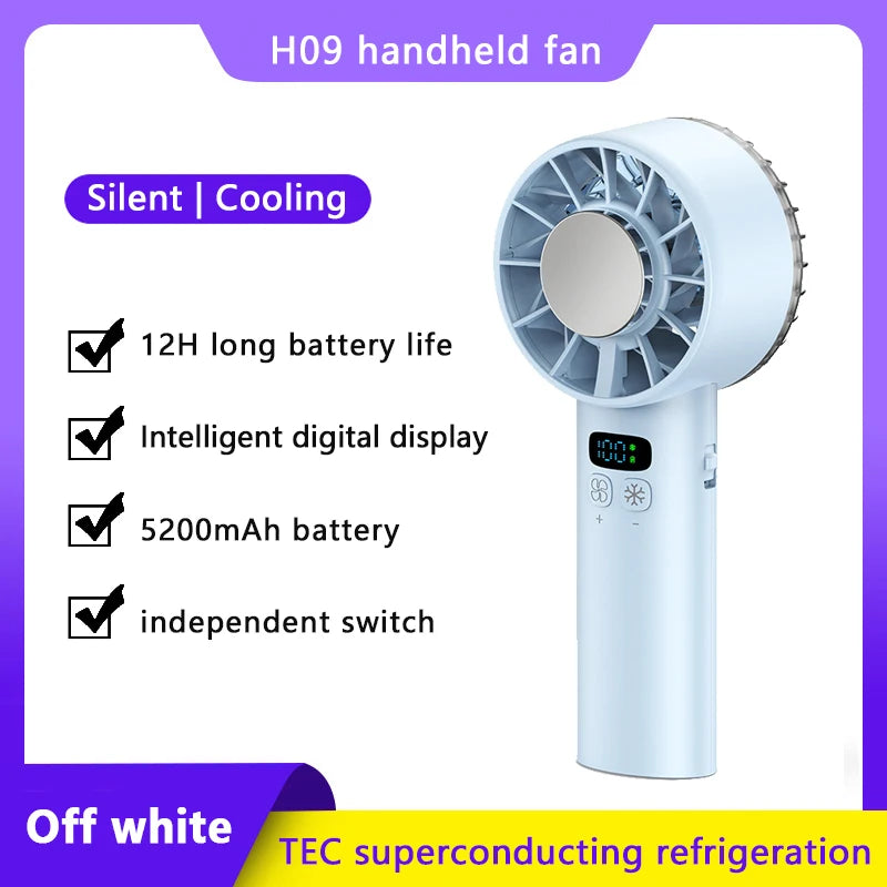Mini Ventilatore Portatile Da Esterno Con Display LED Refrigerazione Semiconduttore 100 Velocità Vento USB Ricaricabile