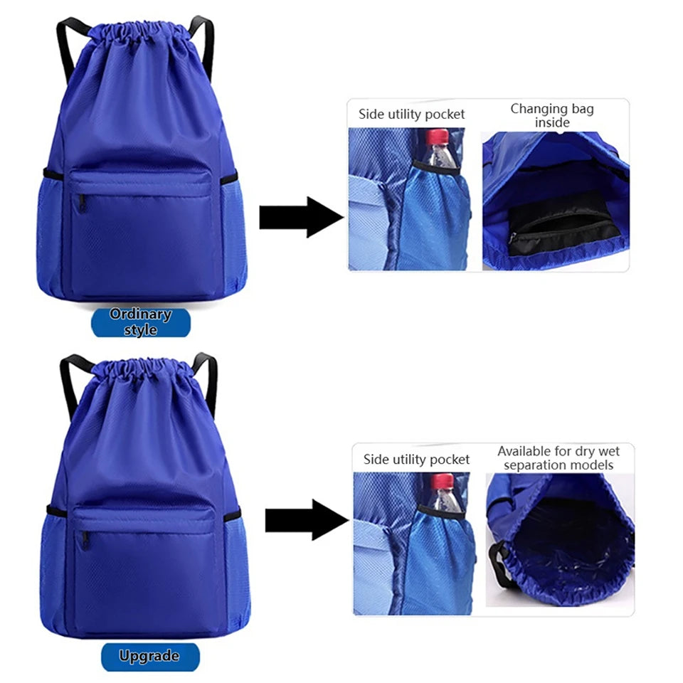 Borsa Sportiva Portatile Per Calcio In Tessuto Oxford A Tinta Unita Con Coulisse E Cinghie Regolabili Grande Capacità