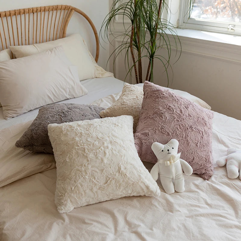 Fodera Per Cuscino Invernale In Peluche Morbida Quadrata 45x45 Cm Decorativa Per Soggiorno