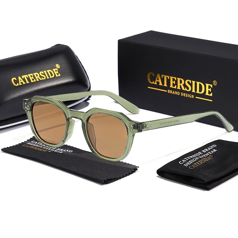 Occhiali Da Sole Polarizzati Retrò Unisex Caterside Ultraleggeri Montatura TR90 Poligonale Per Esterni Viaggio Di Qualità