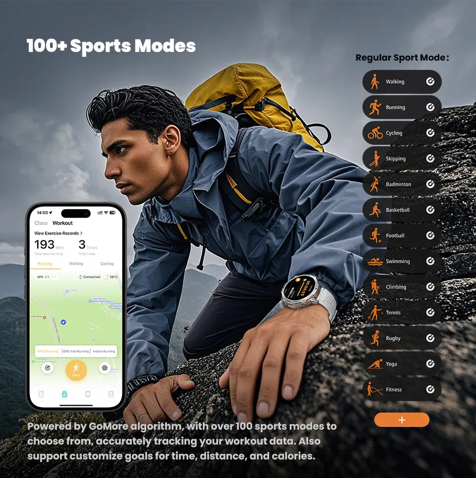 LIGE Orologio Smartwatch Uomo Con Display AMOLED Altimetro Barometro Bussola Batteria 900mAh Ultra Lunga Durata Sportivo