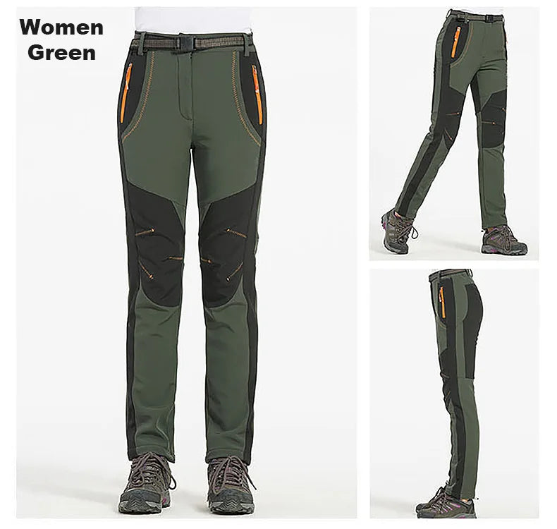 Pantaloni In Pile Invernali Da Donna Per Trekking Impermeabili Caldi Softshell All Aperto Antipioggia Antivento