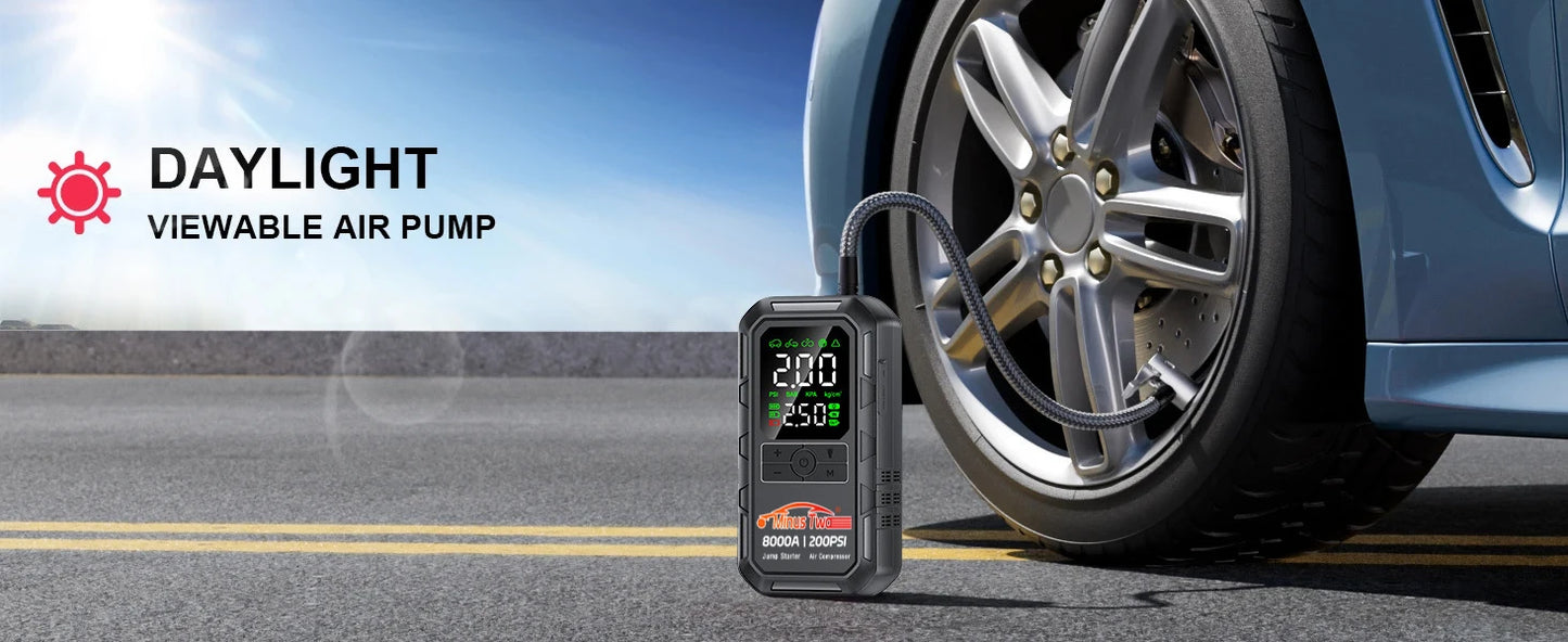 Avviatore D'Emergenza Auto 4 In 1 Con Compressore D'Aria Pompa Pneumatici 150 PSI Power Bank Portatile