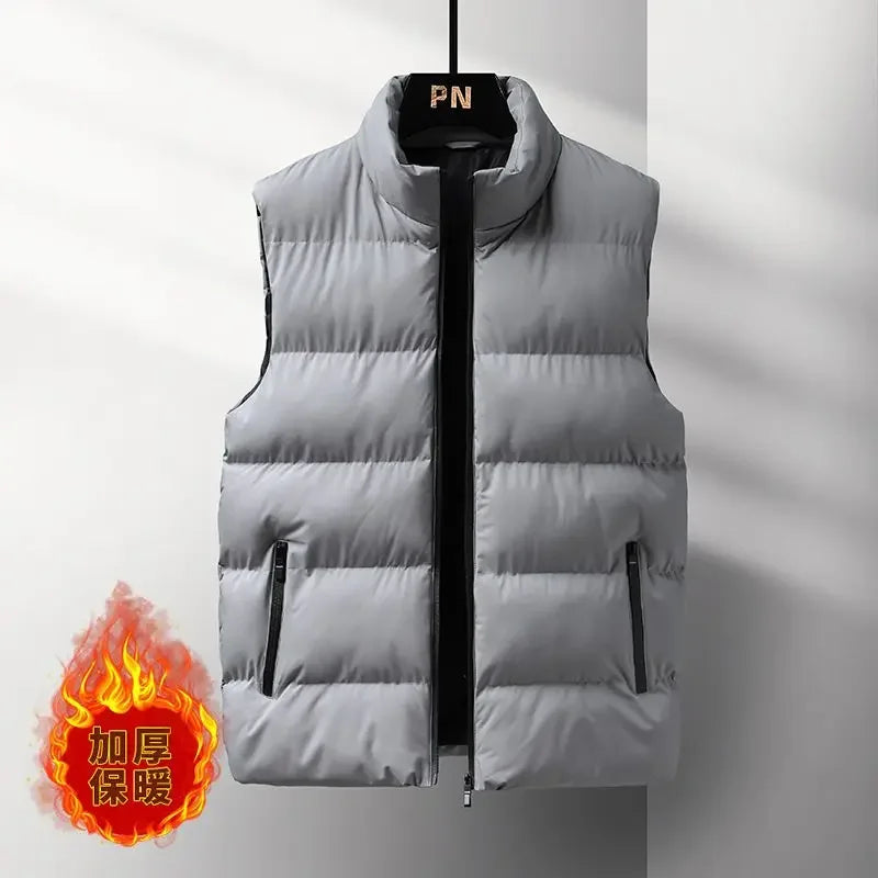 Gilet Invernale Da Uomo Con Cerniera Senza Maniche Imbottito In Cotone Leggero Colletto Alla Coreana Di Tendenza