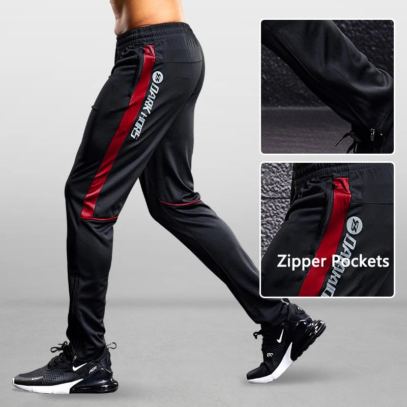 Pantaloni Sportivi Da Uomo Con Tasche Con Cerniera Per Corsa Allenamento Calcio Fitness In Poliestere Modello A102