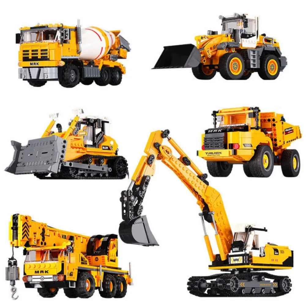Set Costruzioni Multi Veicoli Caricabatteria Gru Camion Fai Da Te Blocchi Ingegneria Giocattolo Per Bambini