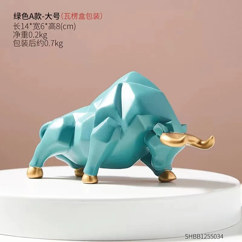 Mini Modello Toro Geometrico In Resina Feng Shui Decorazione Da Interni Wall Street Azioni Figurine