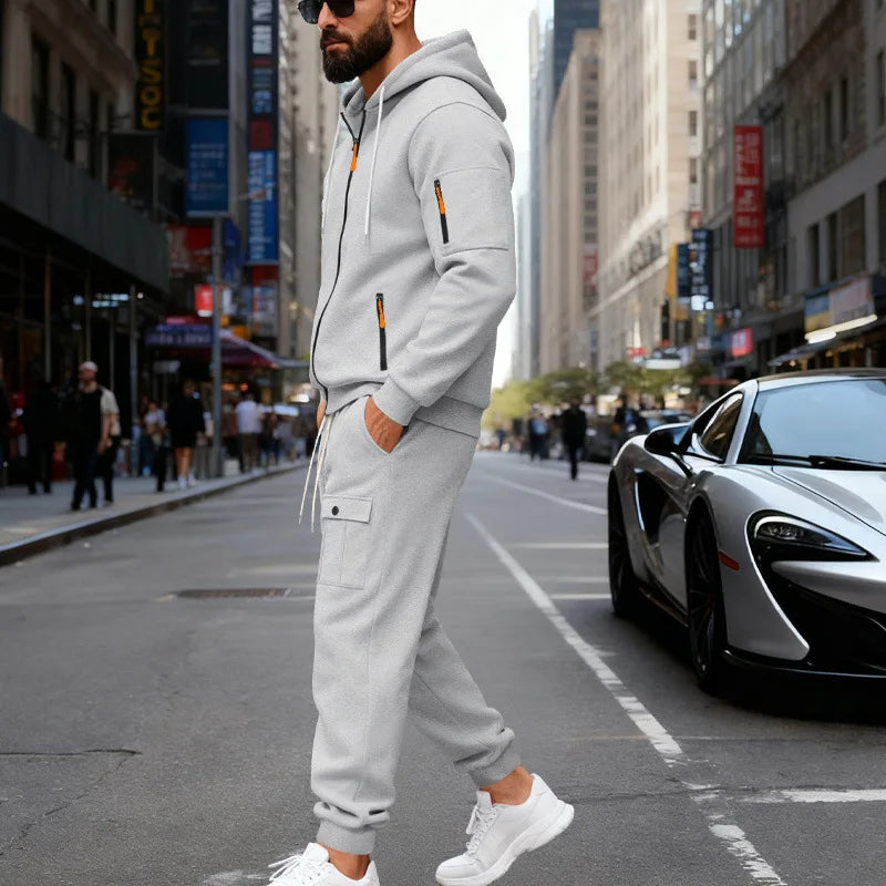 Set Maglione Con Cappuccio Moda Sportiva All'Aria Aperta In Velluto Sciolto Da Uomo Autunno Inverno
