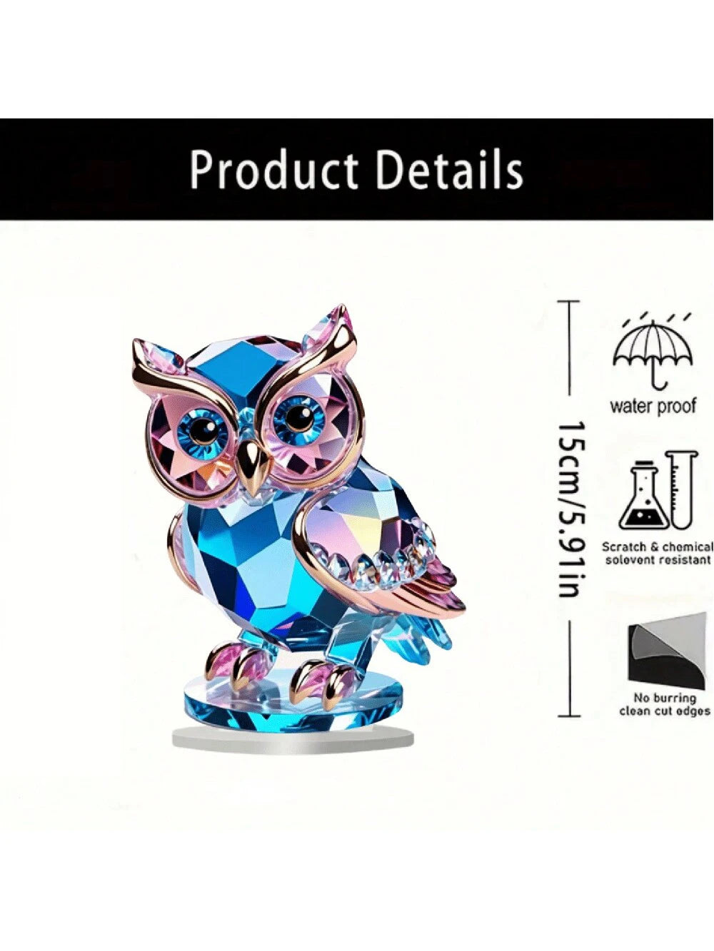 Gufo Di Plastica Cristallo Decorazione Da Tavolo 15 Cm Per Casa A Tema Animale Ornamento Pratico E Conveniente