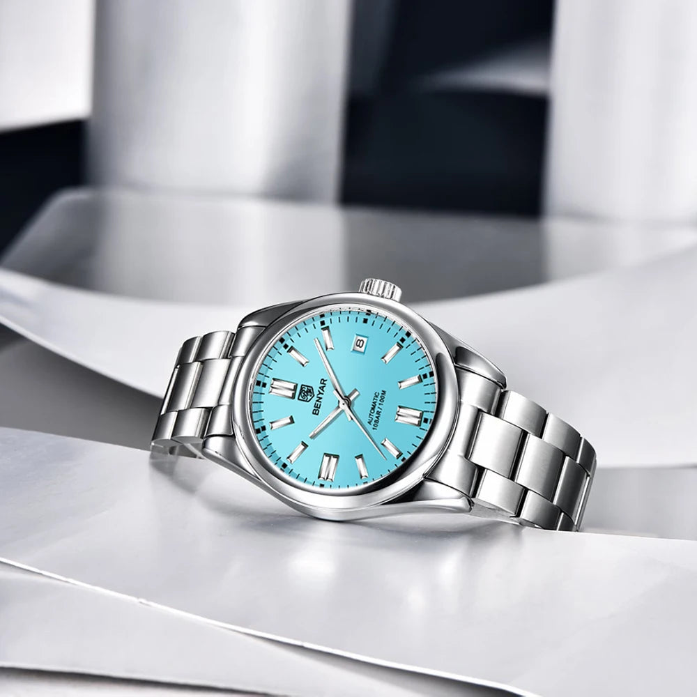 Orologio Automatico Meccanico Lusso da Uomo con Calendario Impermeabile 100m Acciaio Inossidabile Luminoso