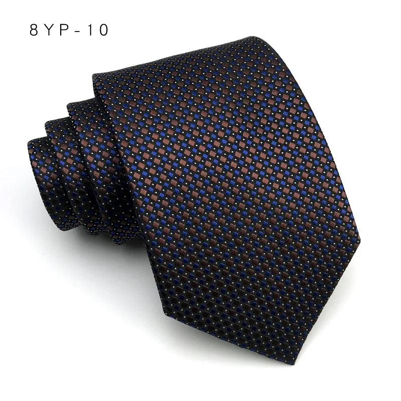 Cravatta Da Uomo 8 Cm In Poliestere Jacquard A Righe Classica Per Matrimonio E Affari Ascot YISHLINE