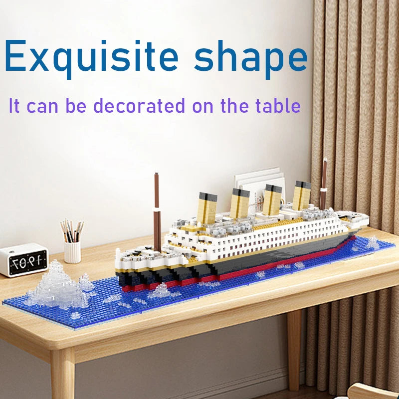 Titanic Giant Puzzle Kit Micro Blocchi Nave da Crociera Desktop Regalo Compleanno Bambini
