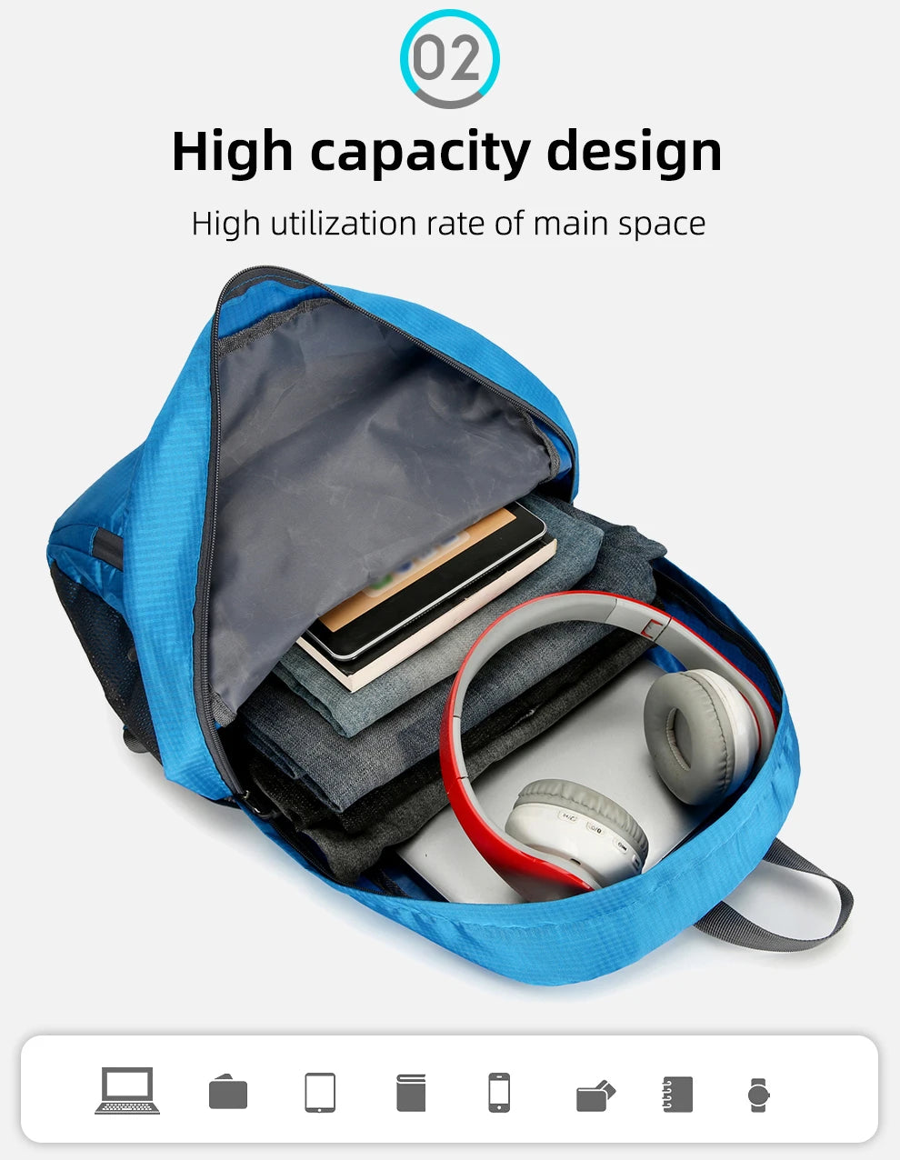 Zaino Pieghevole Da 23 Litri Ultraleggero Esterno Zaino Da Trekking Daypack Capienza Elevata Tessuto Idrorepellente