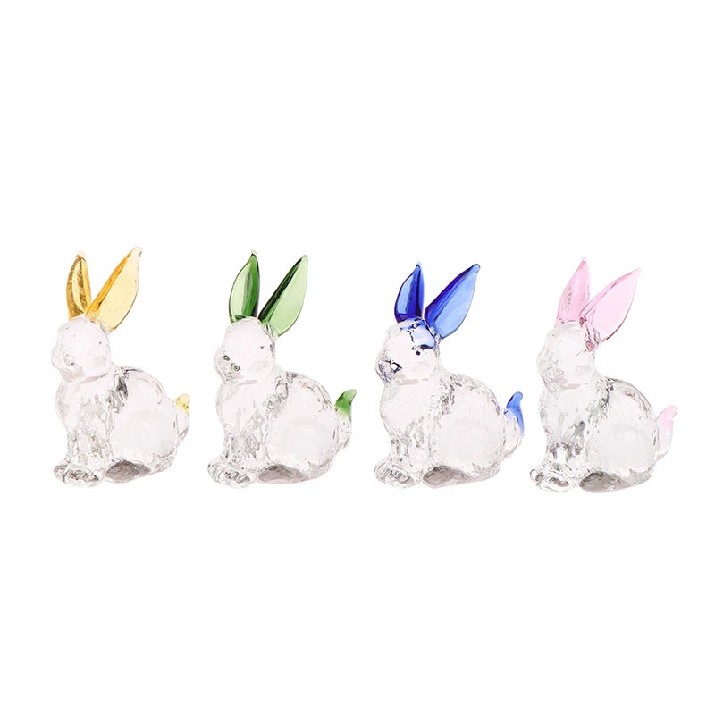 Figurine Fatte A Mano Degli Animali Mascotte Coniglio In Vetro Cristallo Ornamenti Per Tavolo Ufficio Soggiorno