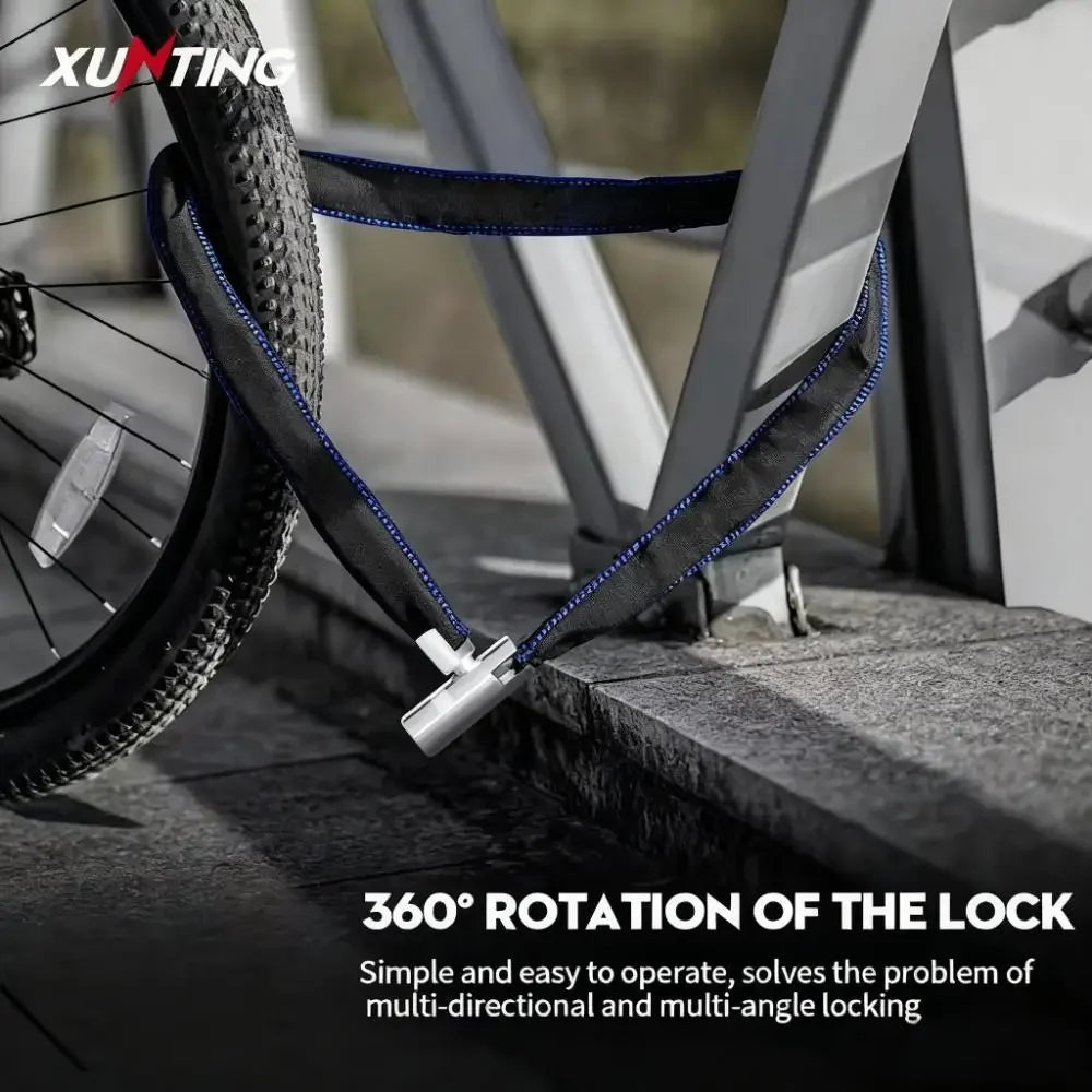 XUNTING Catena In Acciaio Antifurto Con Lucchetto Per Bicicletta Manicotto In Nylon Rotante Adatta A E Bike E Moto
