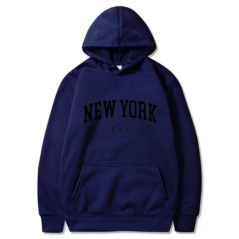 Felpe Con Cappuccio Uomo Donna New York City Stampe Lettere Grafica Casual Harajuku Pullover Abbigliamento Sportivo