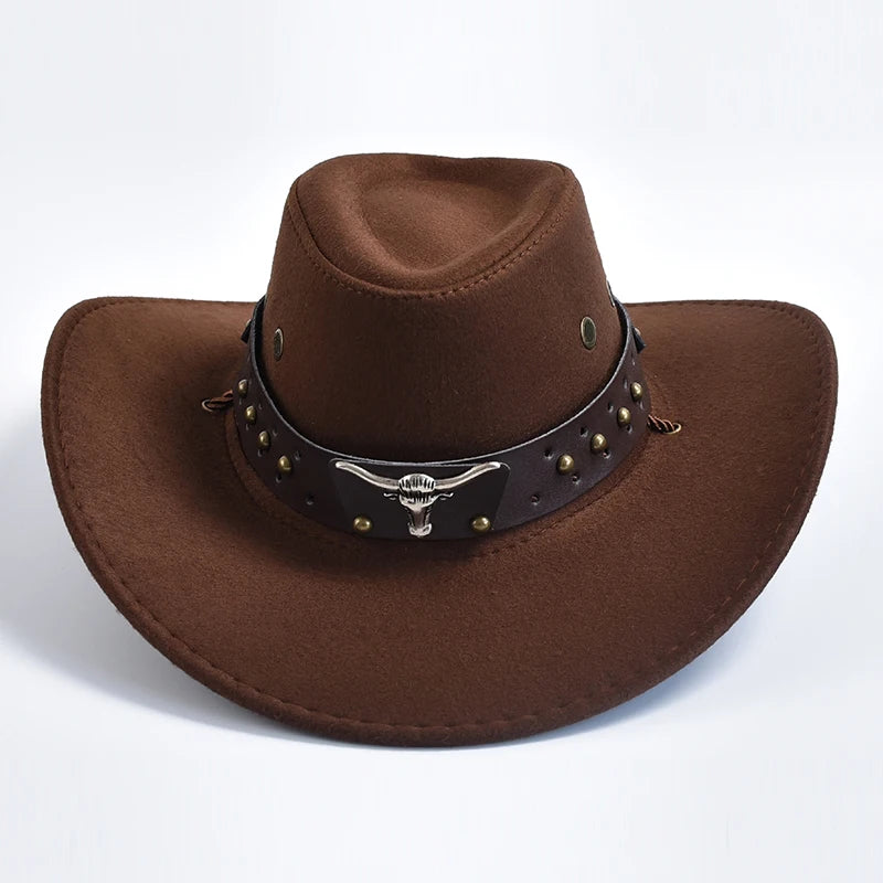 Cappello Da Cowboy In Pelle Scamosciata Artificiale Unisex Vintage Con Grande Bordo Per Cosplay E Feste