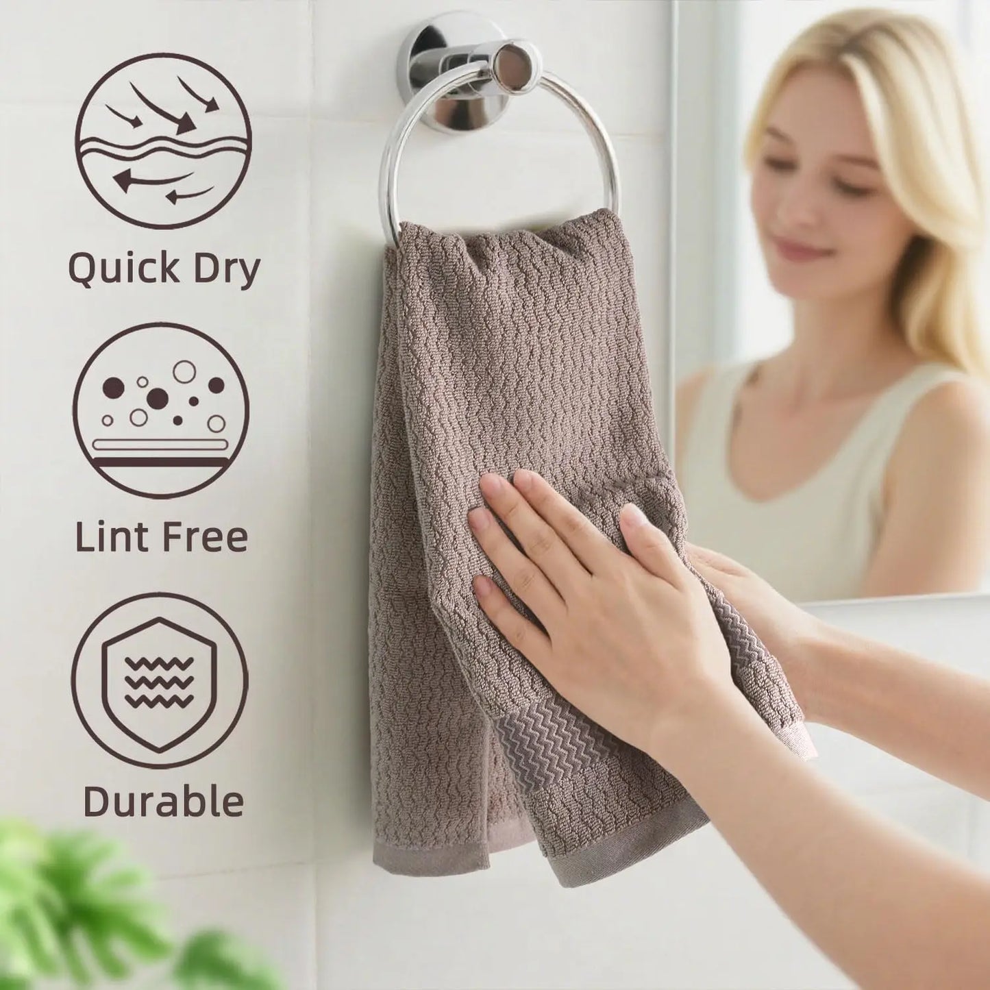 Asciugamani In Cotone Puro 100 Percento Decorativi A Righe In Spugna Ondulata Per Bagno E Cucina 13x29 Pollici