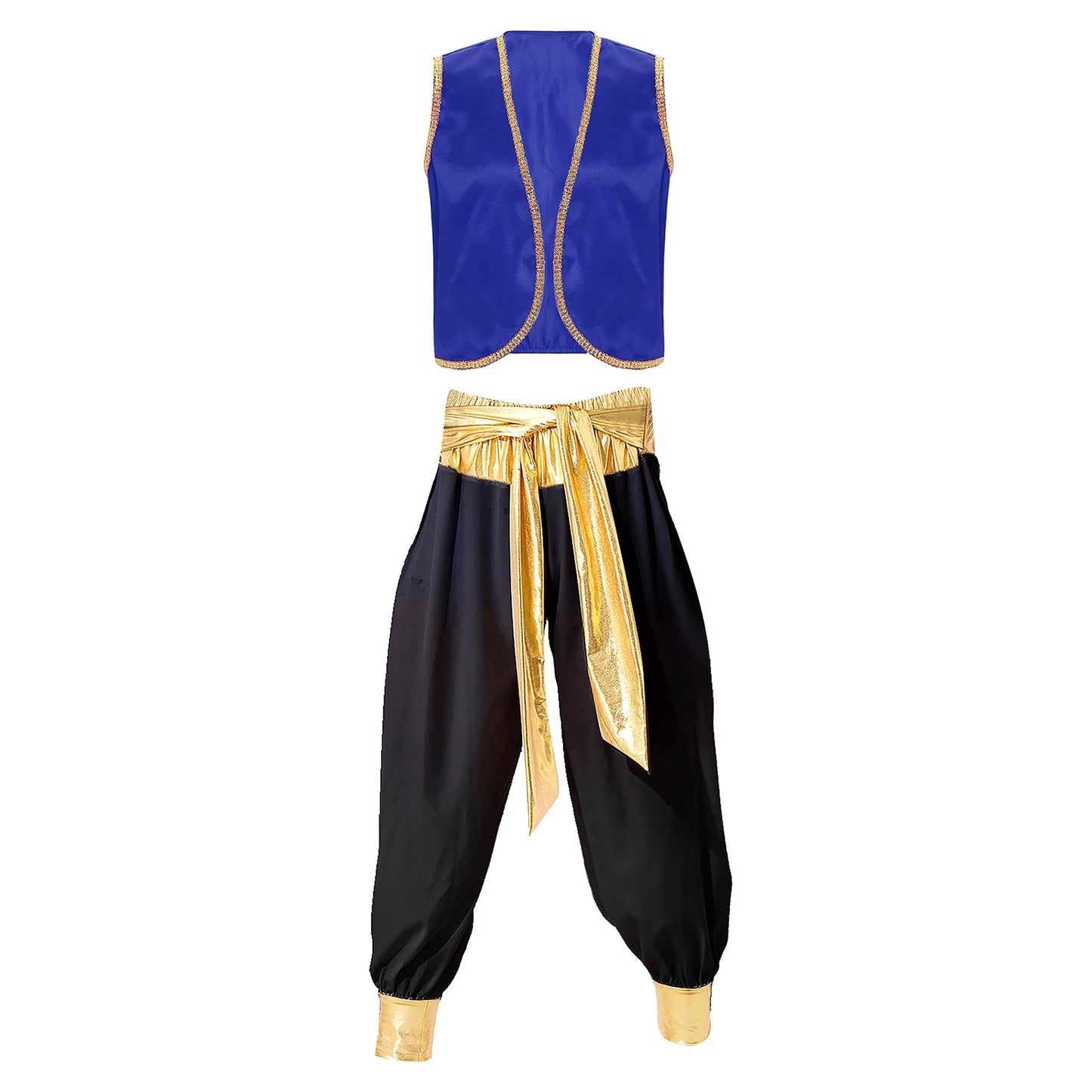 Costume Fantasy Myth Prince Aladin per adulti Gilet senza maniche e pantaloni Abito da palcoscenico per feste a tema Halloween Cosplay