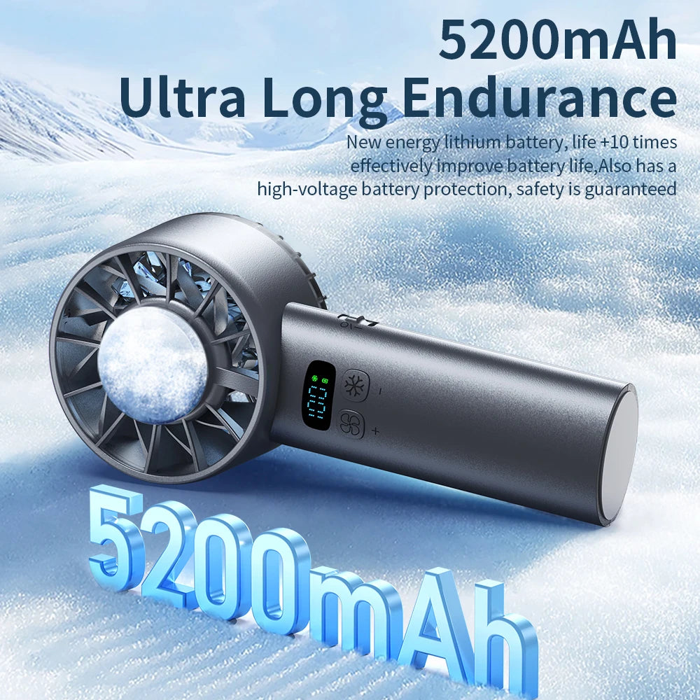 Mini Ventilatore Portatile Da Esterno Con Display LED Refrigerazione Semiconduttore 100 Velocità Vento USB Ricaricabile