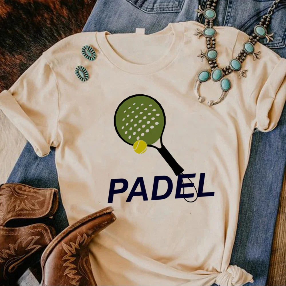 Padel T Shirt Donna Divertente Harajuku Vestiti Femminili Collo A O Poliestere Manica Corta