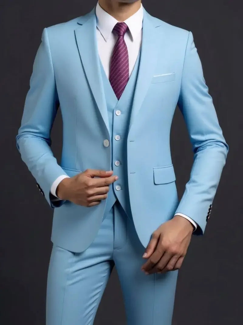 Completo Tre Pezzi Uomo Stile Britannico Elegante Per Matrimoni Cerimonie Banchetti Comfort Sobrietà Presenza