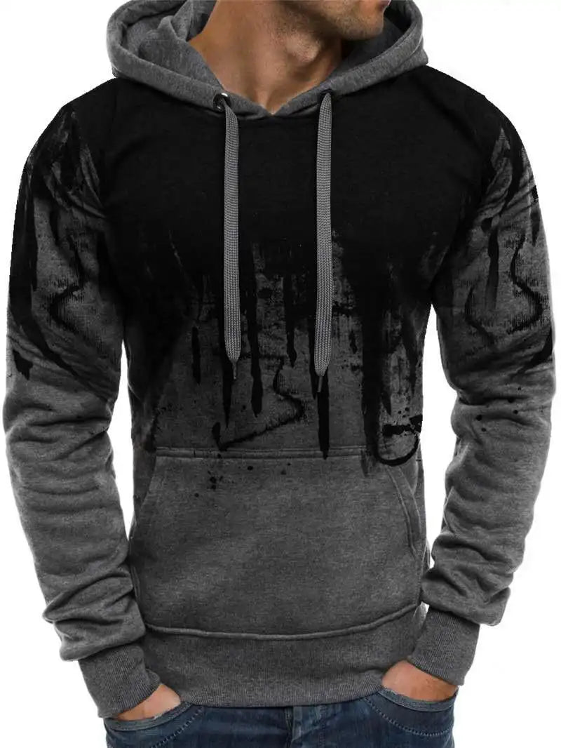 Tuta Da Uomo Mimetica Con Cappuccio 2 Pezzi Autunno Inverno Inchiostro 3D Abbigliamento Sportivo