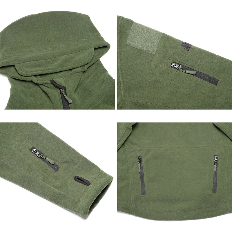Giacca Invernale In Pile Tattico Da Uomo Calda Con Cappuccio Esterno Polare Escursionismo Sportiva Casual Con Zip