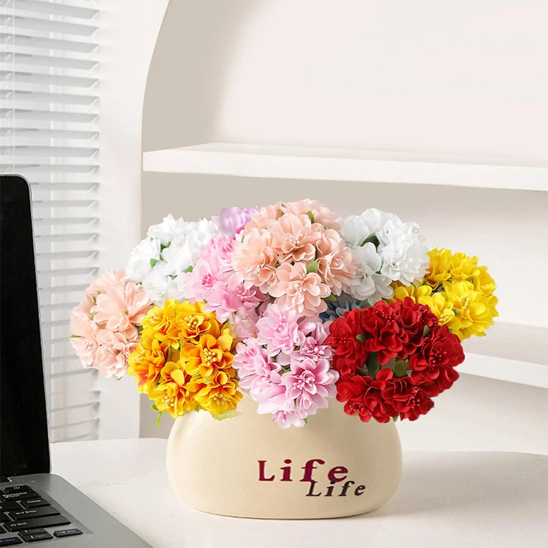 Set Da 6 Fiori Artificiali In Seta Bouquet Da 11 Cm Decorazioni Per Casa E Matrimoni Ghirlanda Fai Da Te