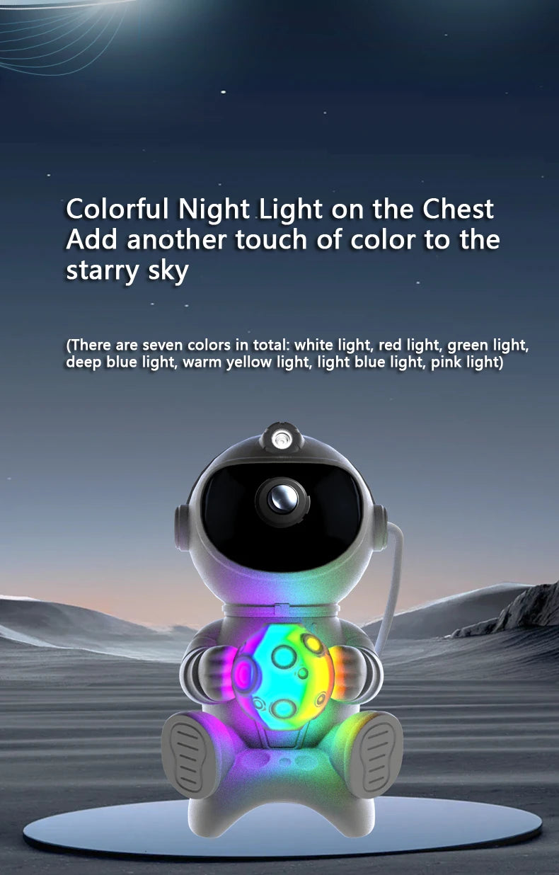 Proiettore galassia astronauta Proiettore luce notturna stella e luna Timer remoto Bluetooth 360 ° Angolo regolabile per regalo per bambini in camera da letto