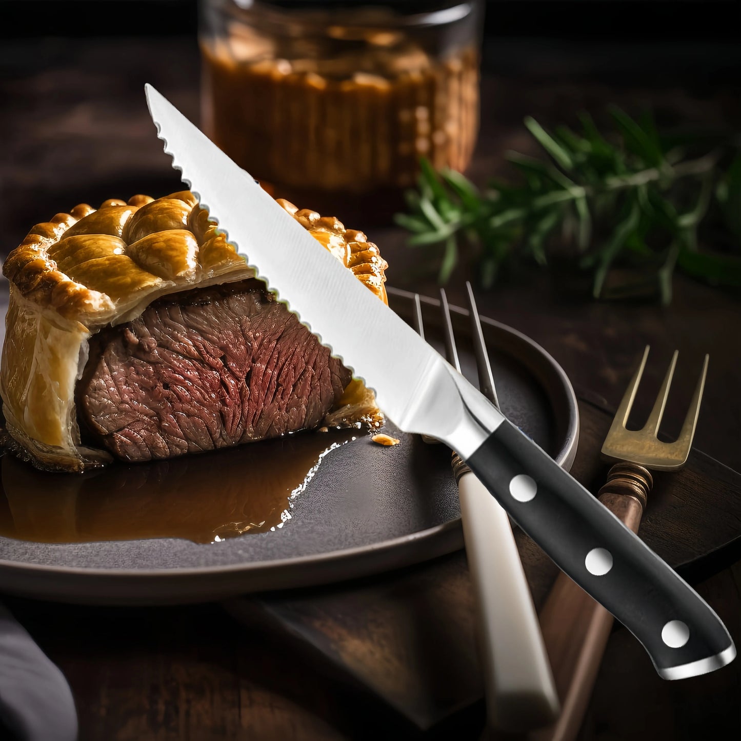 Set Di Coltelli Da Bistecca Seghettati In Acciaio Inox Con Manico In Abs Per Uso Domestico A Tavola 1 2 4 6 Pezzi