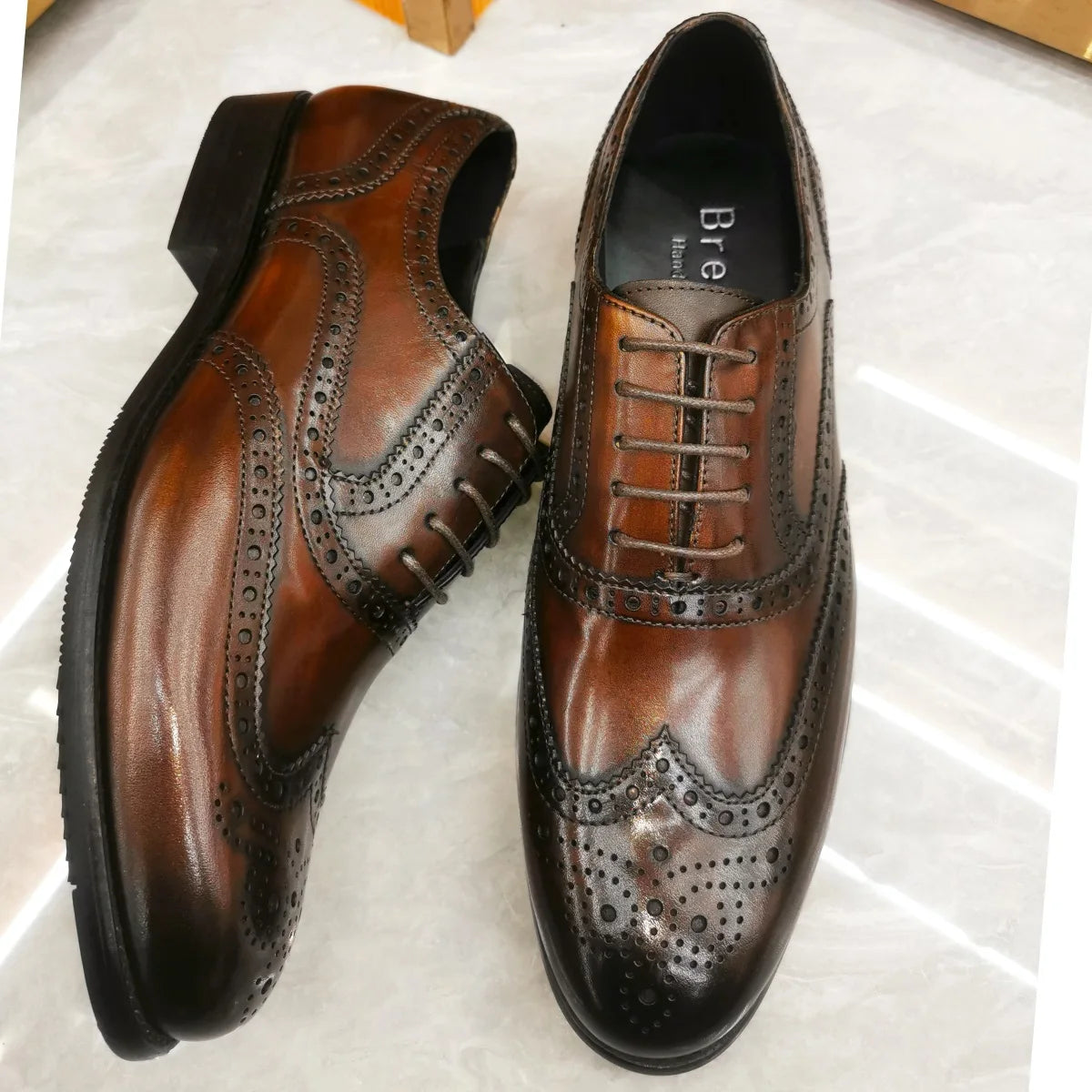 Scarpe Eleganti Da Uomo In Vera Pelle Brogue Punta Alare Oxford Con Lacci Per Matrimonio Nere E Marroni