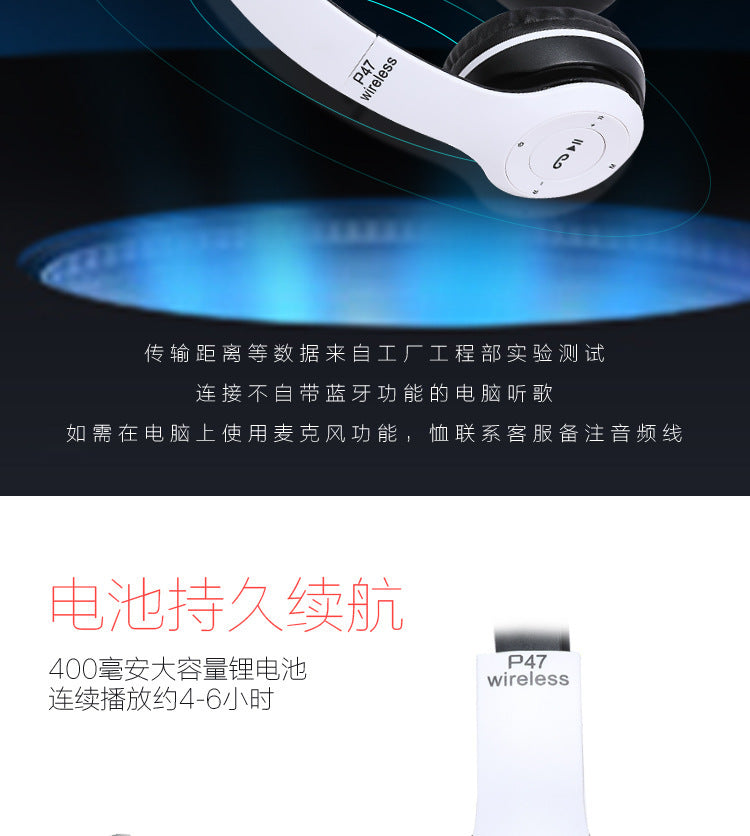 Auricolare Bluetooth P47 5.0 Pieghevole Senza Fili Per Giochi Wireless Compatibile Con iPhone Xiaomi Android