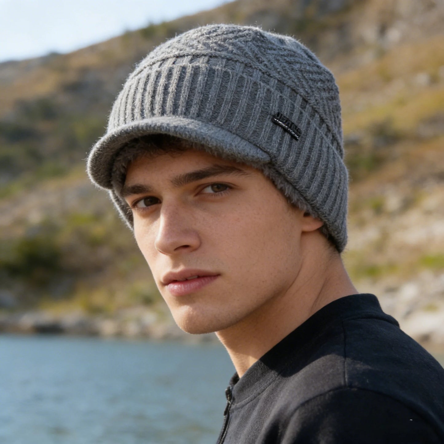 Cappello In Lana Per Uomo Autunno Inverno Lavorato A Maglia Con Visiera Imbottita Caldo E Confortevole
