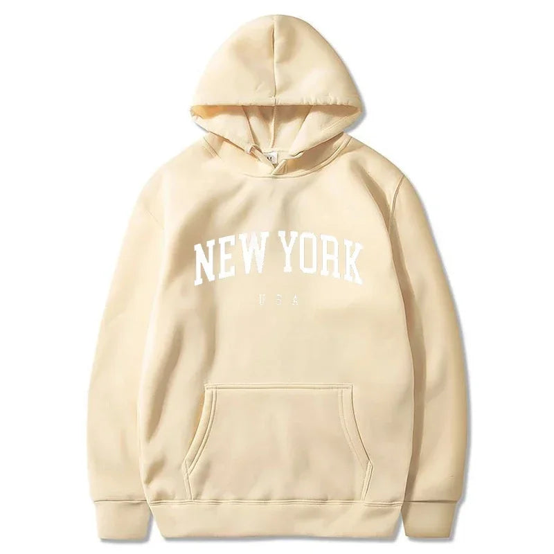 Felpe Con Cappuccio Uomo Donna New York City Stampe Lettere Grafica Casual Harajuku Pullover Abbigliamento Sportivo