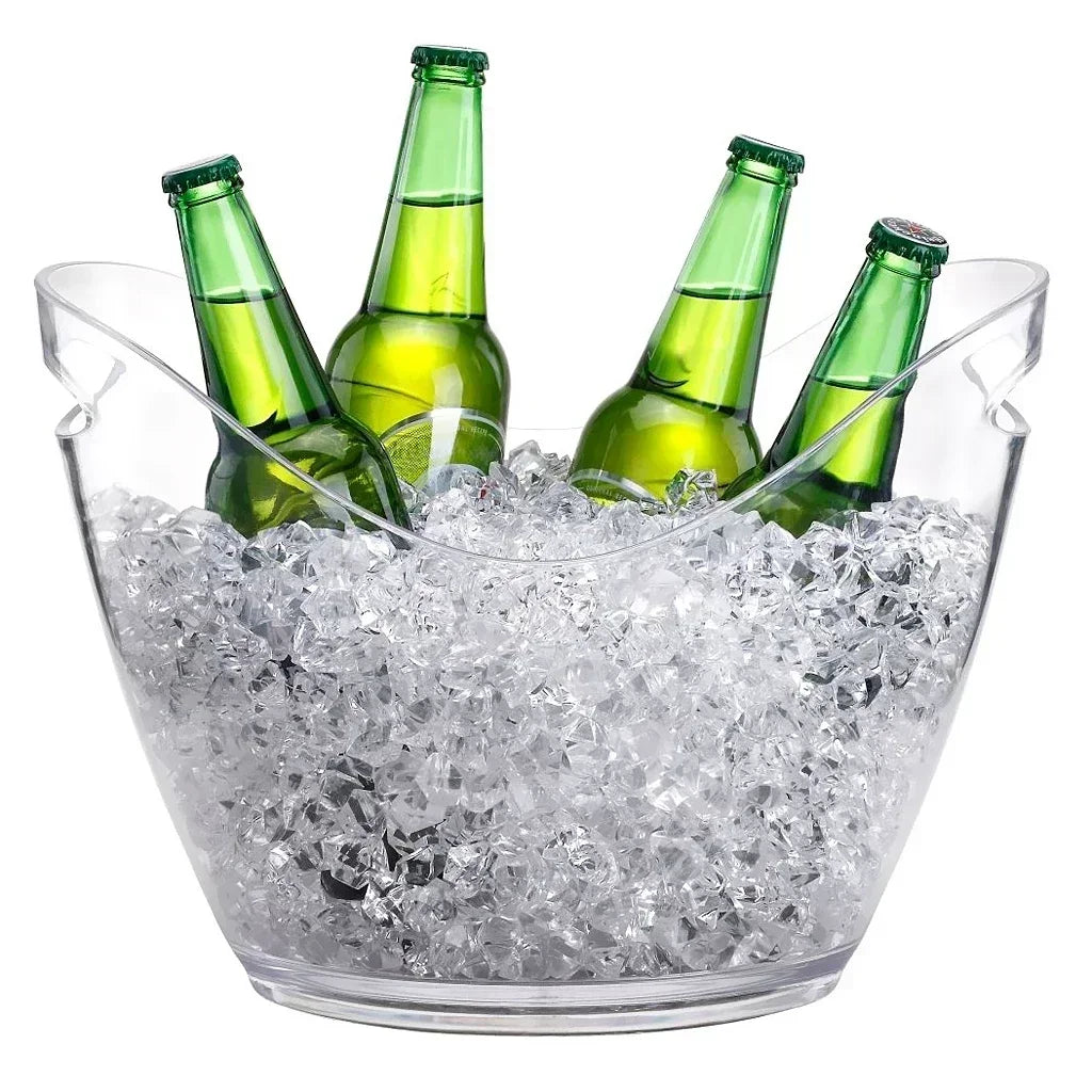 Secchiello Per Ghiaccio In Plastica Trasparente 4L E 8L Per Cubetti E Bottiglie Di Champagne Per Bar