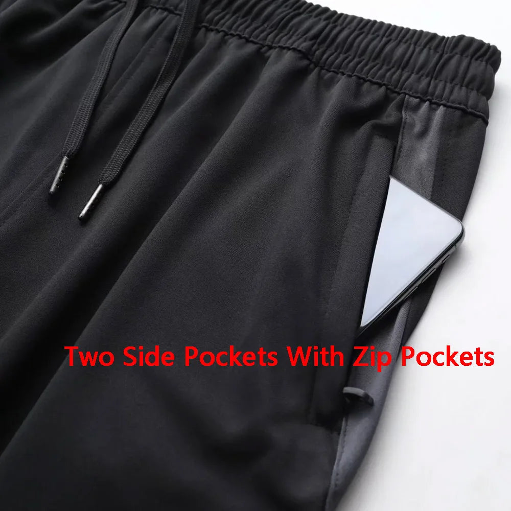 Pantaloni Sportivi Da Uomo Con Tasche Con Cerniera Per Corsa Allenamento Calcio Fitness In Poliestere Modello A102