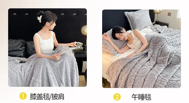 Coperta Stampata Floreale 3D In Stile Europeo Pile Di Corallo Spesso Per Inverno Calda Trapunta Facile Da Mantenere