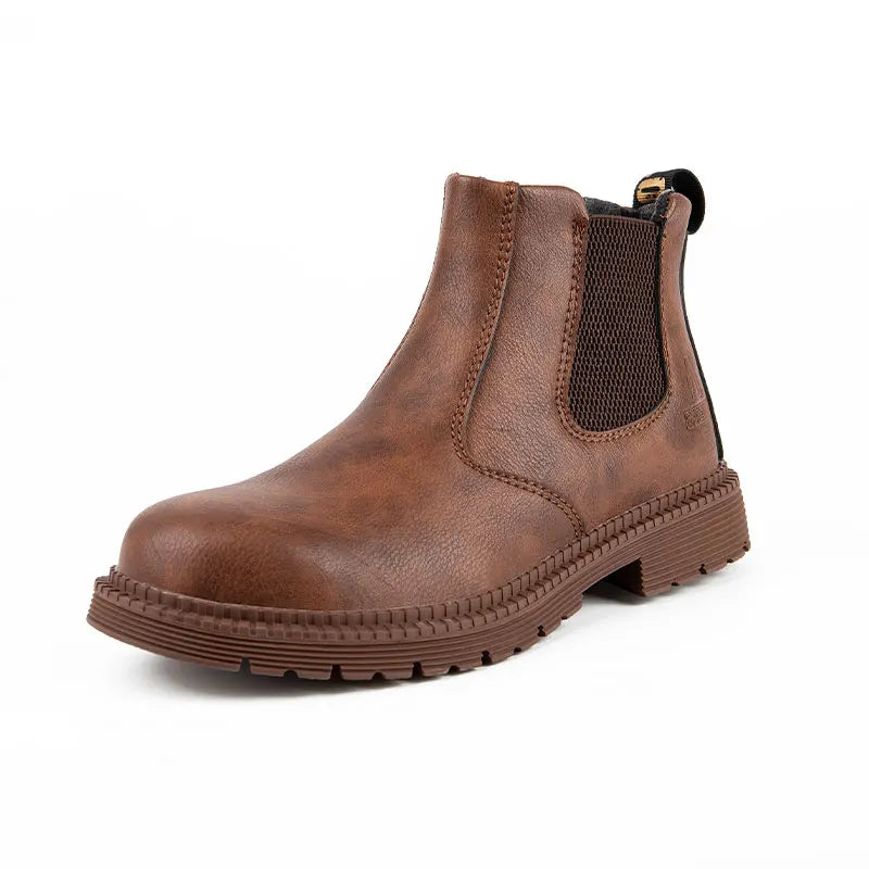 Scarpe Da Lavoro Antinfortunistiche Resistenti All Acqua Uomo Stivali In Pelle Con Testa In Acciaio Marrone