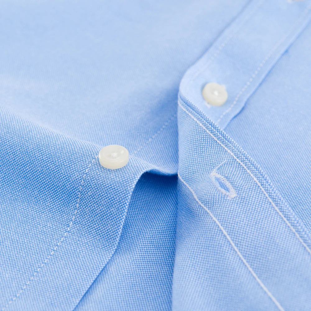 Camicia Uomo Solida Elegante Misto Cotone Traspirante Maniche Lunghe Formale Con Bottoni Vestibilità Regolare Risvolto